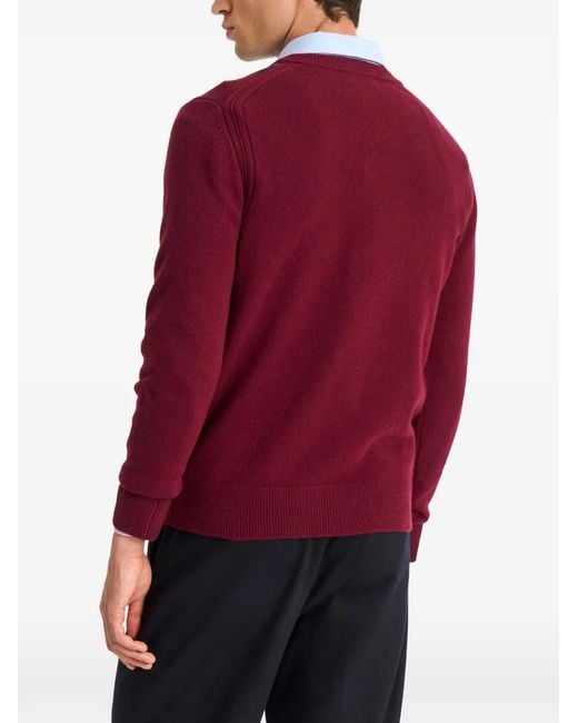 Pringle of Scotland Red Argyle V-Neck Sweater for men