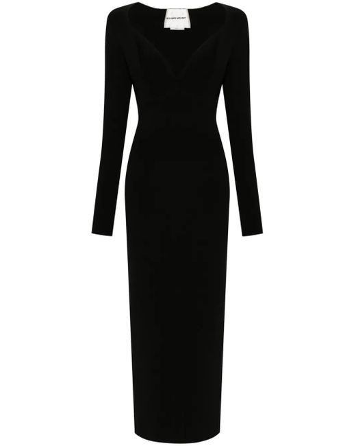 Roland Mouret Black Pleat-Detail Knitted Dress