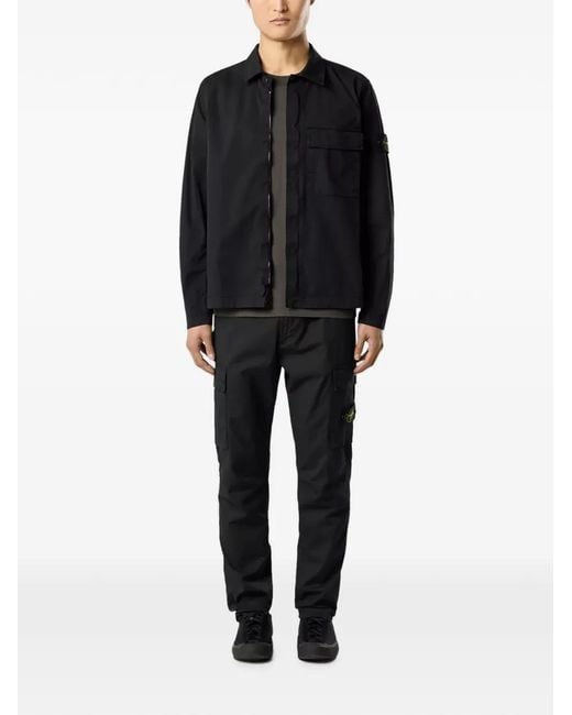 Stone Island Black Pantalon Cargo À Patch Logo for men