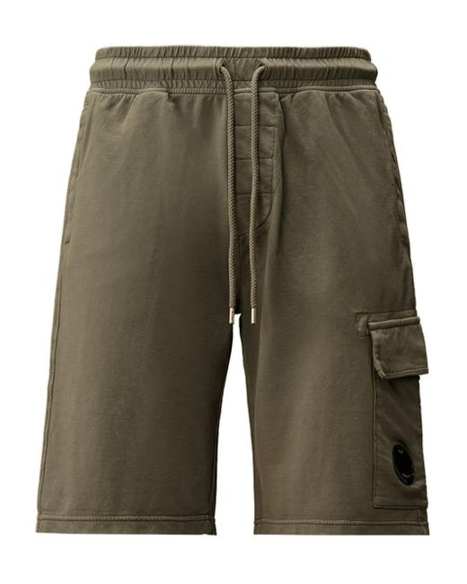 C P Company Green Drawstring-Waist Cargo Shorts for men