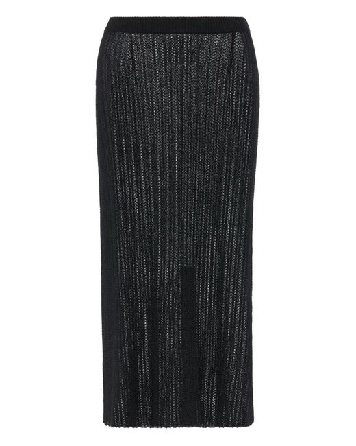 Maison Margiela Black Ribbed Knit Midi Skirt