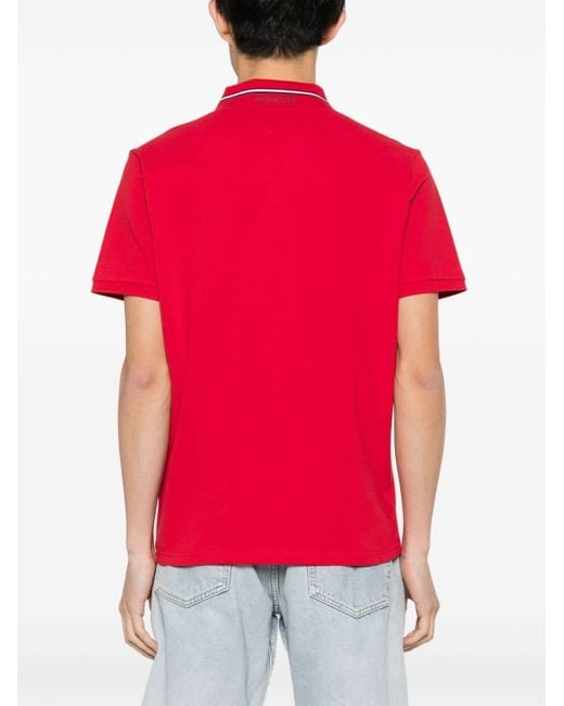 Moncler Red Logo-Patch Polo Shirt for men