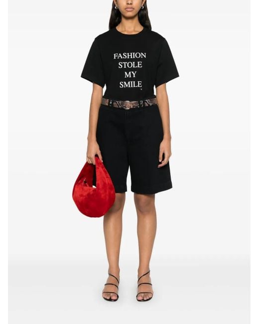 Victoria Beckham Black Slogan-Print T-Shirt