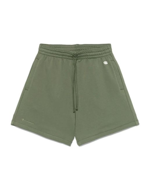 Champion Green Logo-Patch Shorts for men