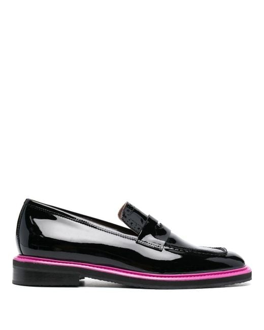 Pollini Black Patent Contrast-trim Loafers