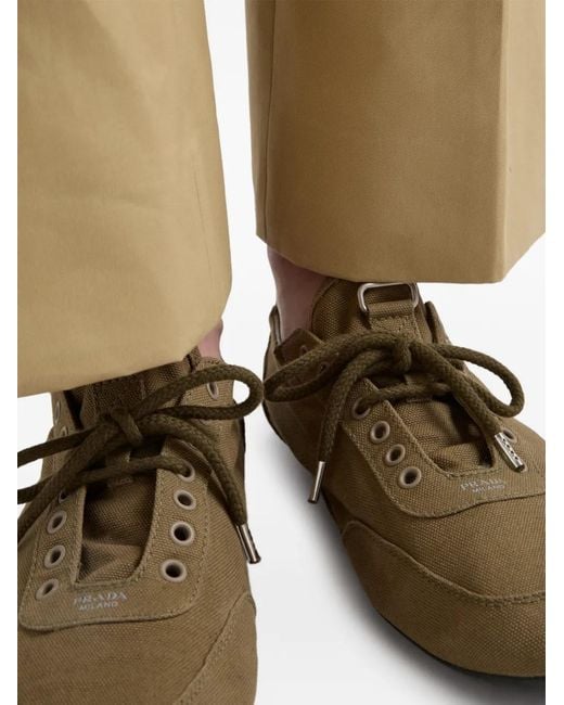 Prada Green Collapse Canvas Sneakers for men