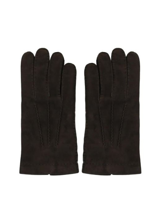 Moorer Black Topstitched Gloves for men
