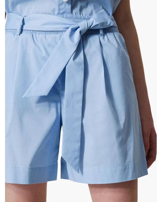 Twinset Shorts Met Plooidetail in het Blue