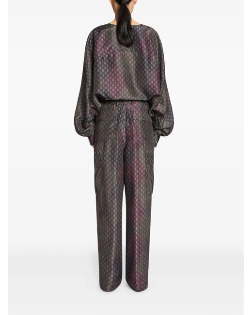 Dries Van Noten Gedrapeerde Top Met Paisley-Print in het Brown