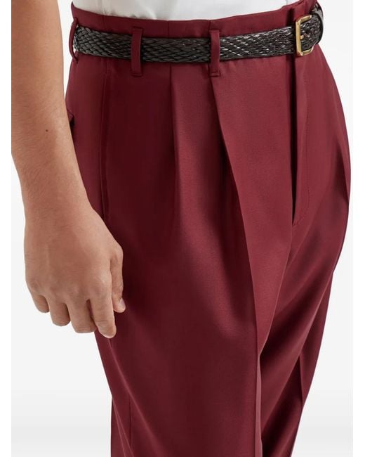 Brunello Cucinelli Red Virgin Wool Trousers for men