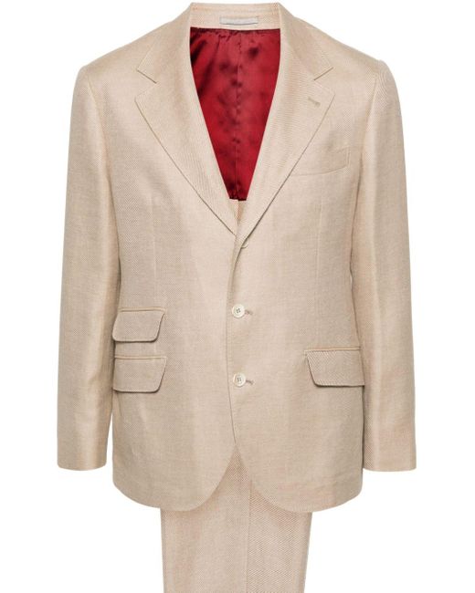 Brunello Cucinelli Natural Single-breasted Suit for men