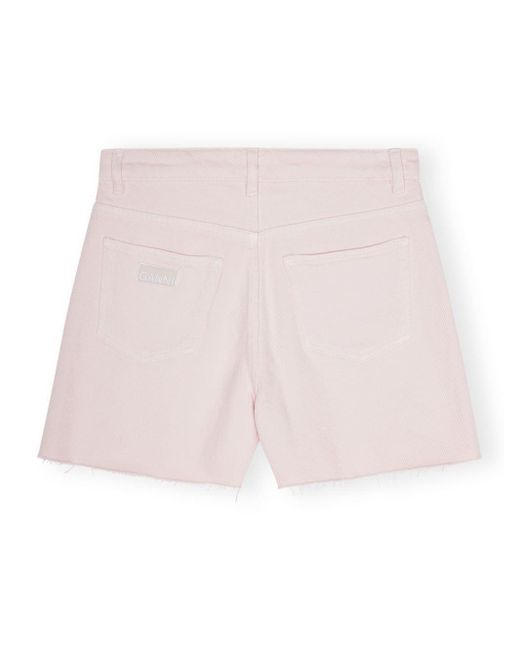 Ganni Pink Ausgefranste Jeans-Shorts