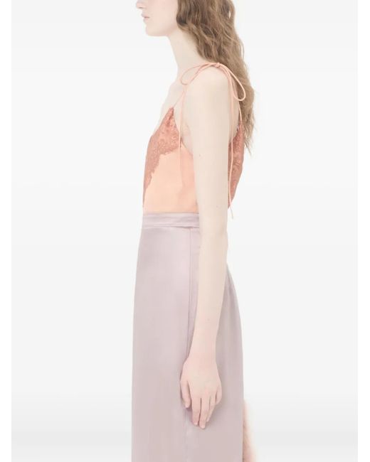 Valentino Garavani Pink Lace Crepe De Chine Top
