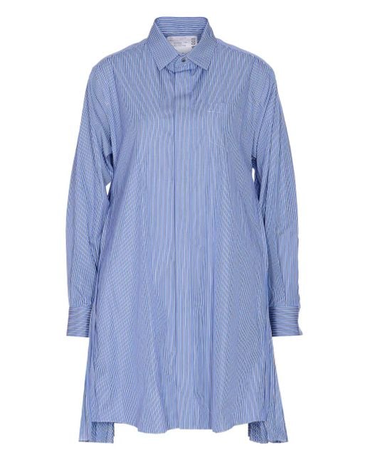 Sacai Blue Striped Mini Shirt Dress