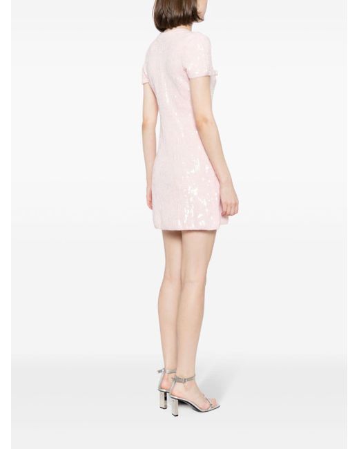 Self-Portrait Pink Sequin Knit Mini Dress