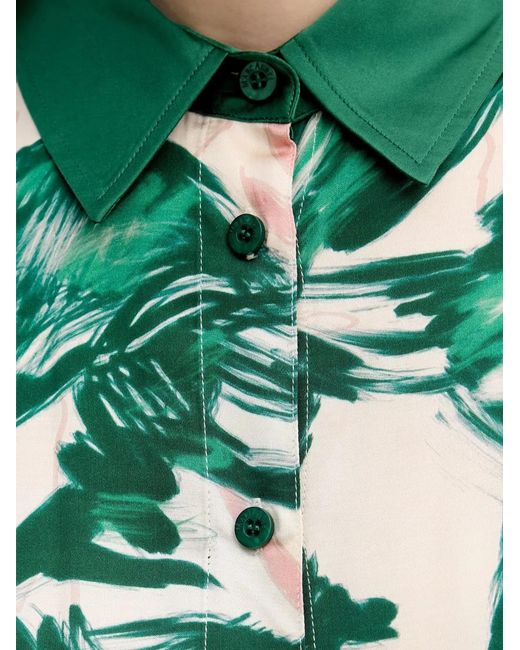 MARC AUREL Green Palm Leaf-Print Shirt
