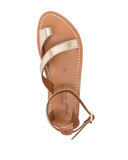 K. Jacques Brown Anaelle Metallic Leather Sandals