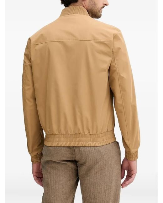 Boss Brown Embroidered-Logo Bomber Jacket for men