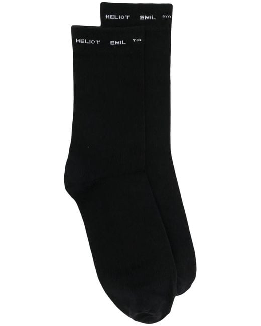 HELIOT EMIL Black Intarsia-Logo Knit Socks for men
