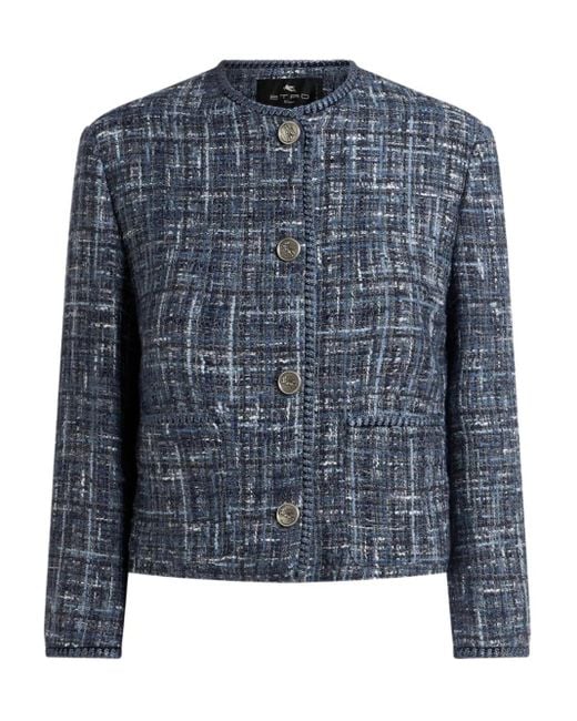 Etro Blue Logo-Button Jacket