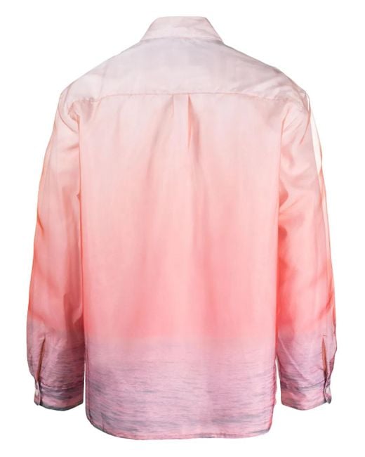 Bonsai Pink Gradient-Effect Cotton Shirt for men