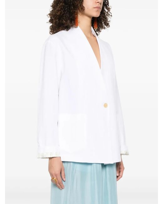 Forte Forte White Twill-Weave Blazer