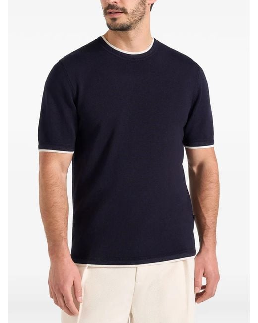 Manière De Voir Blue Wyatt Contrast-Trim T-Shirt for men