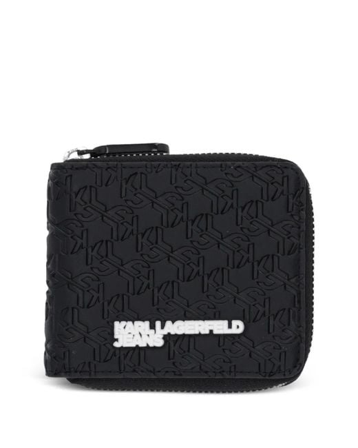 Karl Lagerfeld Black Embossed Zip Wallet