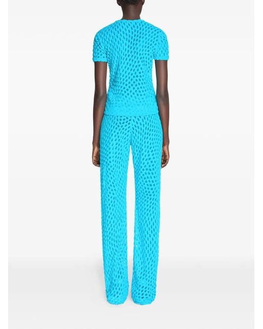 Dries Van Noten Blue Dot-Pattern Jersey T-Shirt
