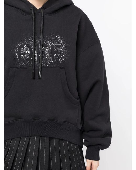 Off-White c/o Virgil Abloh Black Logo Stencil Oversize Hoodie, Long Sleeves, 100% Cotton