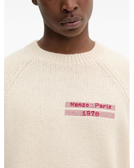 KENZO White Logo-Embroidered Sweater for men
