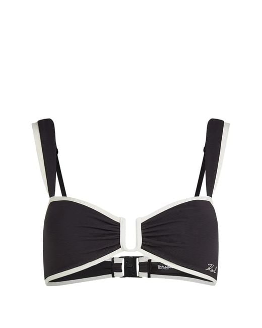 Karl Lagerfeld Black Signature Bandeau Bikini Top