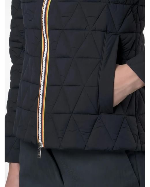 K-Way Blue Madlaine Triangular-Quilted Hooded Jacket