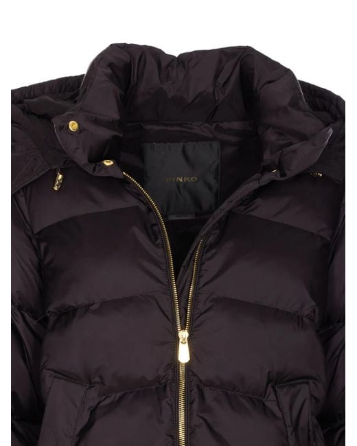 Pinko Black Padded Removable-Hood Coat