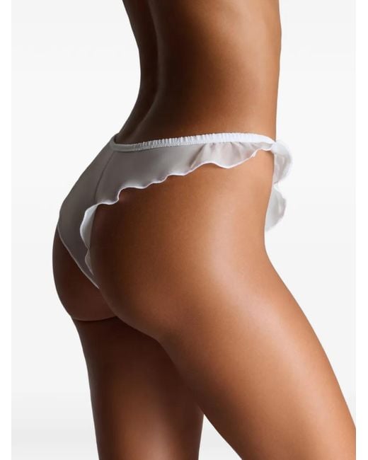 Maison Close White Panorama Ruffled Tanga Briefs