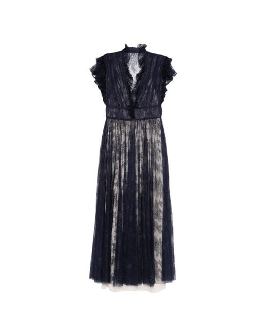 Alberta Ferretti Blue Polyamide Lace Dress