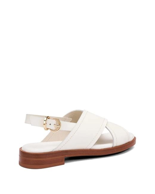 Frau White Crossover-Strap Leather Sandals