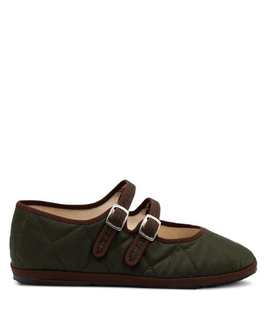 Gondolina Black Acqua Alta Mary Jane Quilted Double-Lace Ballet Flats