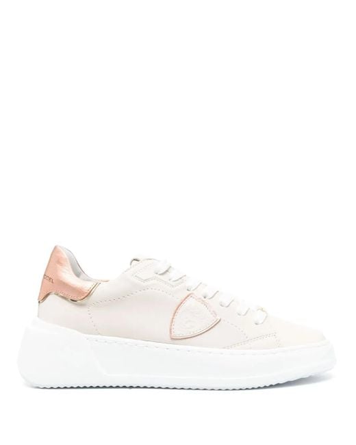 Philippe Model White Tres Temple Lace-Up Sneakers