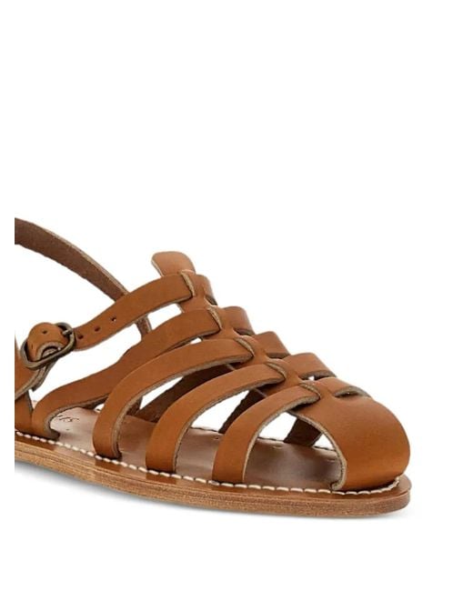 K. Jacques Brown St Tropez Leather Sandals
