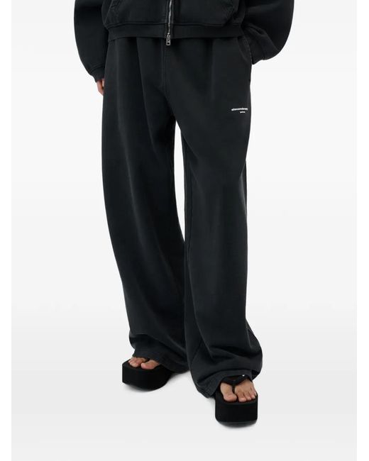 Alexander Wang Black Logo-Print Mid-Rise Oversized Sweatpants