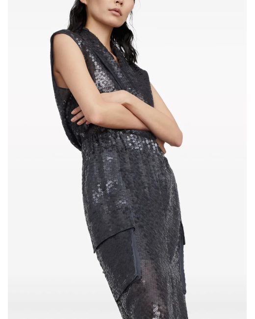 Minijupe Brodée De Sequins À Taille Haute Brunello Cucinelli en coloris Gray