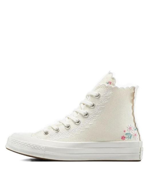 Converse White Embroidered Lace-Trimmed Sneakers