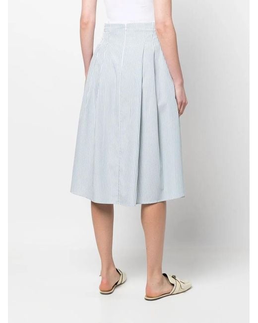 Woolrich Blue Striped Poplin Skirt