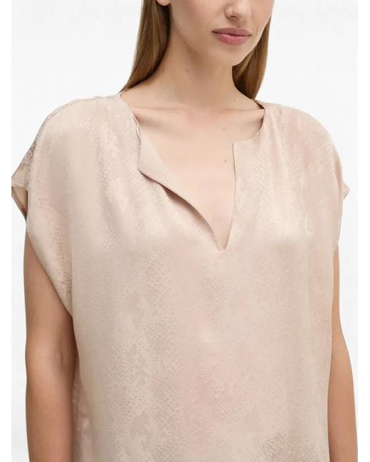 Sisley Natural V-Neck Snake-Pattern Blouse