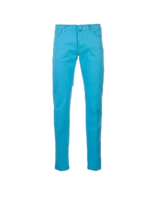 Kiton Blue Slim-Cut Trousers for men
