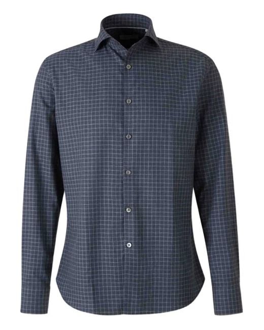 Canali Overhemd Met Patroon in het Blue voor heren