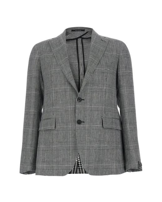 Tagliatore Gray Single-Breasted Checked Blazer for men