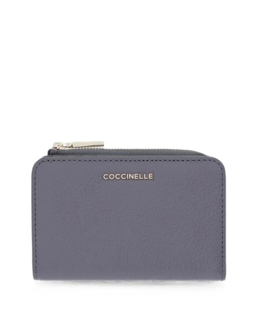 Coccinelle Purple Small Logo-Plaque Pebbled Wallet