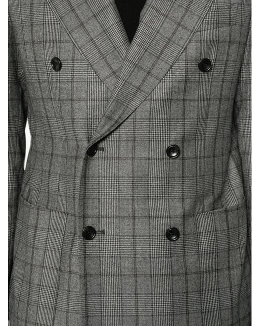 Tagliatore Gray Check-Pattern Double-Breasted Suit for men